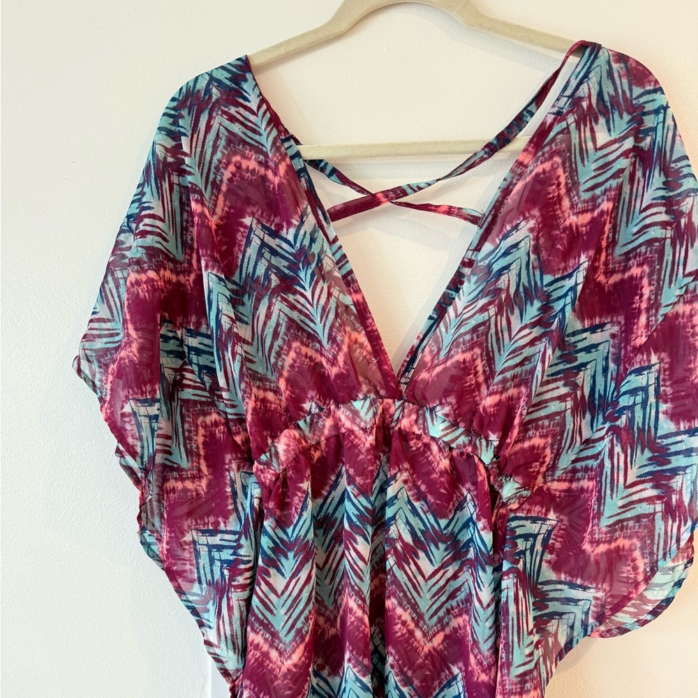 Chevron Pattern Swim Coverup - Multicolor - Picture 5 of 5